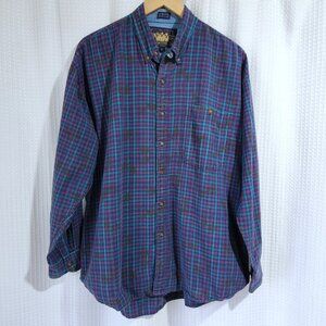Ralph Lauren Chaps Plaid Shirt Mens XL Boy Scout Label Long Sleeve Vintage 90s